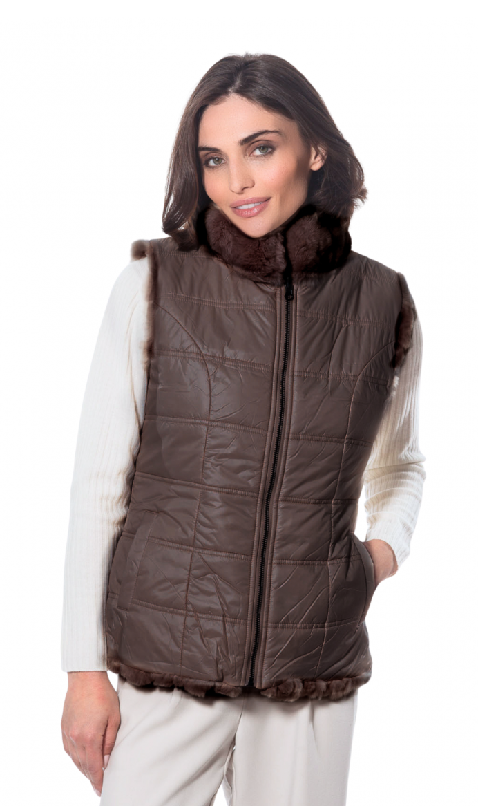 Linda Richards FK260 Rex Rabbit Reversible Vest 6 Colors